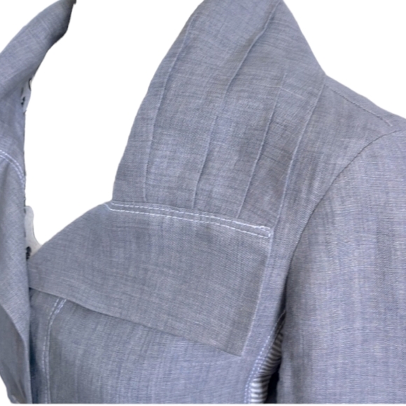 Vex Collection Women's French Linen Blazer in Blue Size Large - Picture 4 of 9